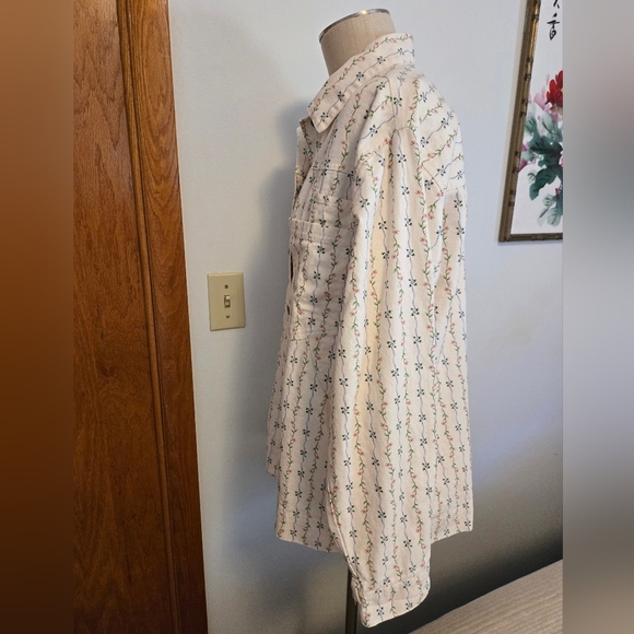 DAMSON MADDER FREE PEOPLE GOODNATURE ECRU FLORAL DENIM JACKET. SIZE 14. - Picture 5 of 11